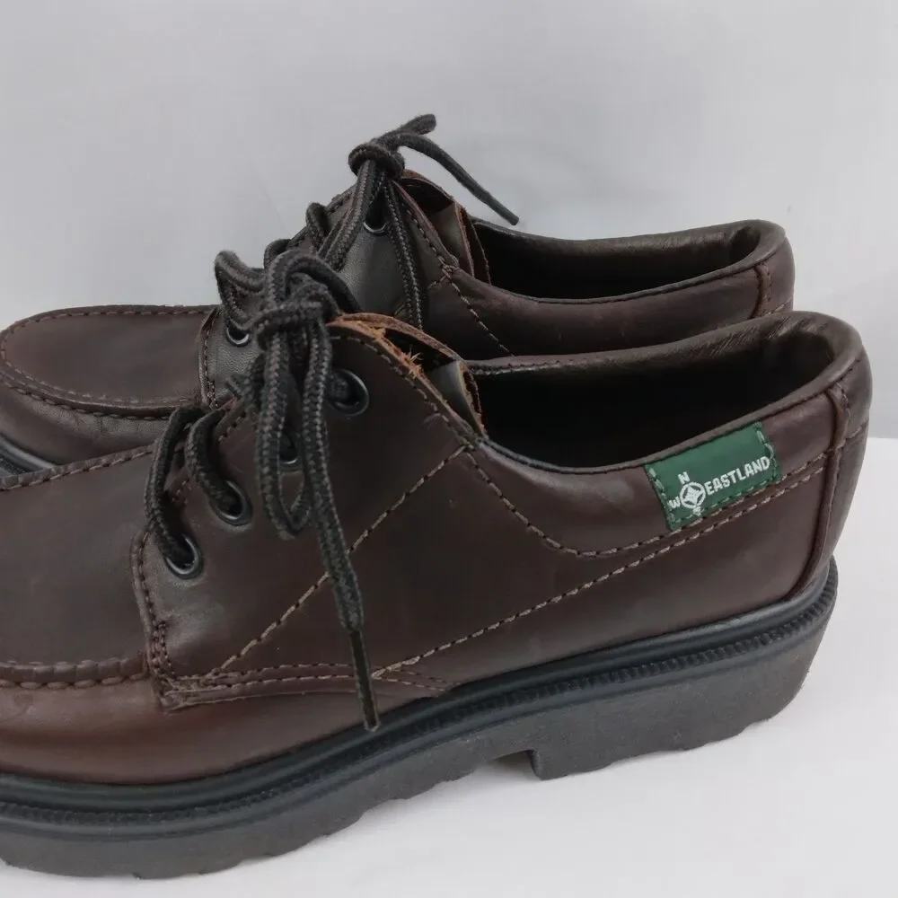 Eastland Brown Leather Loafers Moc Toe Vibram Chunky Sole Y2K 90s Women's 8M